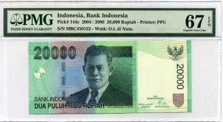 Indonesia 20,  000 Rupiah 2004 / 2006 P 144 C Gem Unc Pmg 67 Epq High