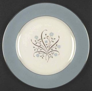 Vintage Blue Meadow Breeze Syracuse Dinner Plate 10 3/4 " - Blue Rim & Flowers