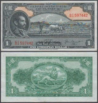 Ethiopia - Haile Selassie,  1 Ethiopian Dollar,  Nd (1945),  Xf,  P - 12 (a)