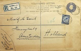 Gb 1920 Hastings Regd Uprated Pse To Netherlands Holland