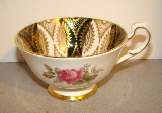 Paragon China Cup w/ Large Pink Rose & Black & Gold Decoration 2