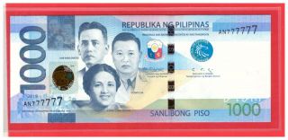 An 777777 2019 Philippines 1000 Peso Ngc,  Duterte & Diokno Solid No.  Note Unc