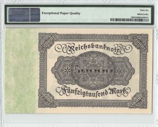 Germany,  Reichsbanknote 1922 P - 79 PMG Gem UNC 66 EPQ 50,  000 Mark 2