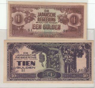 Netherlands Indies Japan Occupation Wwii 1 /10 Gulden Banknote 1942