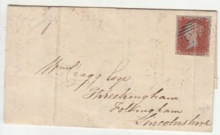 Gb: Qv Imperf Penny Red Entire; Peterborough To Folkingham,  1 - 3 July 1844