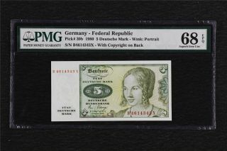 1980 Germany Federal Republic 5 Deutsche Mark Pick 30b Pmg 68 Epq Gem Unc
