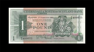 1.  2.  1963 Clydesdale Bank Scotland Glasgow 1 Pound ( (aunc))