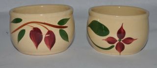 Vintage Watt Pottery Teardrop Redbud & Star Flower Bean Custard Pots Bowls 75