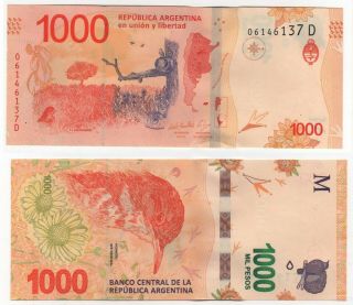 Argentina - _ 1000 Pesos 2017 (2019) Unc Prefix D Sign.  Lemberg - Zp