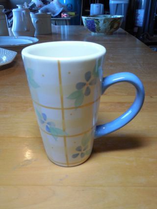 Pfaltzgraff Floral Breeze Set Of 2 Latte Mugs 5 3/4 Blue Yellow Summer
