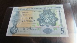 Scotland 5 Old Pounds Xf,  1962