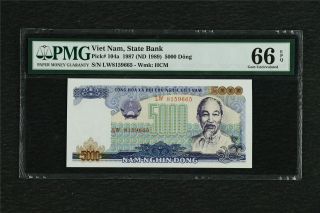 1987 Viet Nam State Bank 5000 Dong Pick 104a Pmg 66 Epq Gem Unc