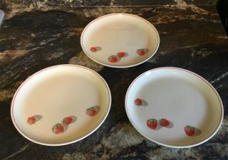 3 Vintage 1940’s Bread Plates Cavitt - Shaw W.  S.  George Strawberry Shortcake 125a