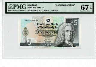 Scotland P 363 2004 5 Pounds Commemorative Pmg 67 Epq Gem Unc