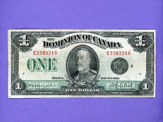 1923 $1 Dominion Of Canada Black Seal Rarer E Series 4 C