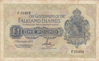 1 Pound Very Fine Banknote British Colony Of Falkland Islands 1977 Pick - 8