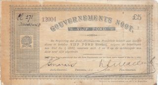 5 Pounds Vg Banknote From South Africa 1900 Boer War Issue Pick - 56