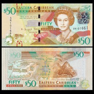 East Caribbean 50 Dollars,  Nd (2016),  P - 54,  Unc