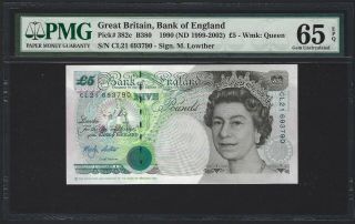 1999 Great Britain 5 Pounds Bank Of England B380 Pmg Gem Unc 65 Epq Coloumn Sort