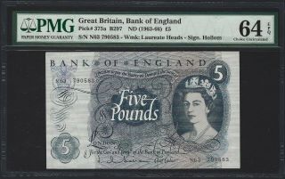 1963 Great Britain 5 Pounds,  Bank Of England B297 Pmg Ch Unc 64 Epq,  2nd Of 2