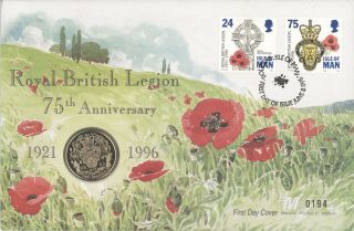 Coin Cover 1996 Royal British Legion,  Contains Isle Of Man £2 Coin 0194