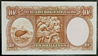 The Reserve Bank of Zealand 10 Shillings Bank Note From 1940 Pick 158d 2