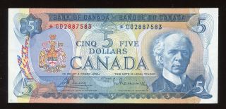 1972 Bank Of Canada $5 Replacement Note - S/n: Cd2887583 - Ef