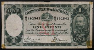 Commonwealth Of Australia 1 Pound Bank Note From 1933 Pick 22a