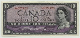 Canada 1954 $10.  00 Note Bc - 32b Beattie - Coyne Devil 
