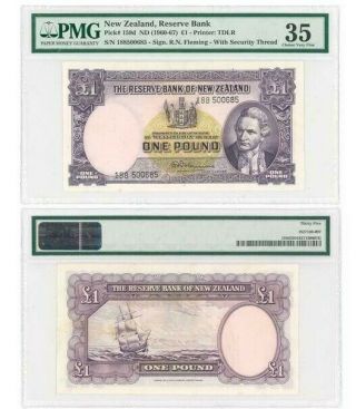 Zealand - 1 Pound Nd (1960 - 67),  Pmg Choice Very Fine 35,  Ref.  Pick 159 D