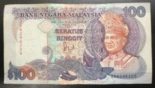 Malaysia $100 One Hundred Dollars Ringgit,  1992,  United States Banknote Company