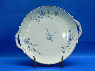 Vintage Bernardaud Limoges Myosotis Blue Floral Handled Cake Plate,  France