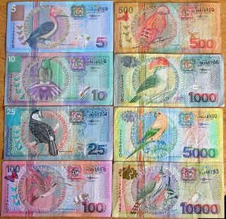 Surinam Suriname Set 5 Gulden Upto 10000 Gulden Birds