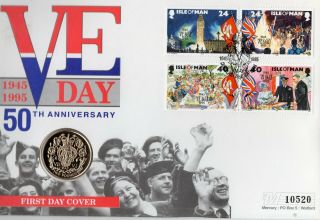 1995 Isle Of Man £2 V E Day 50th Anniversary Mercury Coin Cover