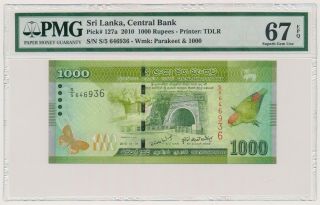 5745.  Sri Lanka,  1.  000 Rupees 2010 - Pmg 67 Epq