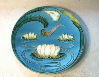 Majolica Water Lilly 10 Plate Gs Zell Baden Germany 1910s