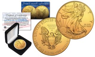 2018 1 Oz 999 Fine Silver American Eagle $1 Coin 24k Gold Gilded & Cert