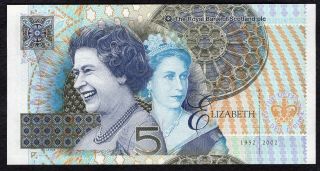 5 Pounds From Scotland 2002 The Queen Jubilee Unc