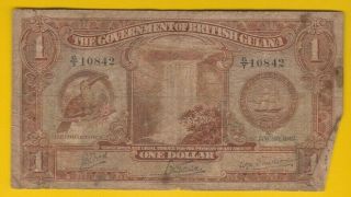 British Guiana $1 One Dollar Pick 12c King George Kgvi 1942 Ww2,  1.  1.  1942