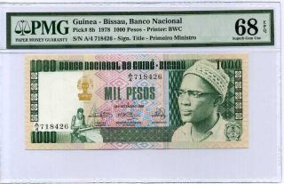 Guinea Bissau 1000 1,  000 Pesos 1978 P 8 Gem Unc Pmg 68 Epq Highest Finest