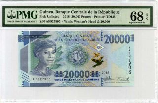 Guinea 20000 20,  000 Frans 2018 P 50 Gem Unc Pmg 68 Epq High