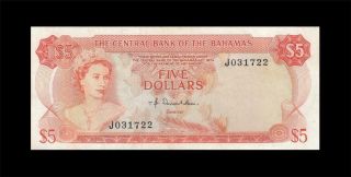 1974 British Colony Bahamas Qeii $5 ( (vf, ))