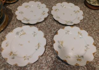 4 Haviland & Co.  Limoges France Fine China 9 3/4 " Plate Blue & Yellow Flowers