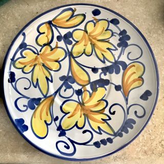 Vintage Italian Hand Painted Plate Floral Pattern 8 1/4