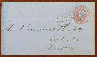 1862 Prepaid Qv Cover The Provincial Bank Of Ireland,  Newry.  Gloster 312 Duplex