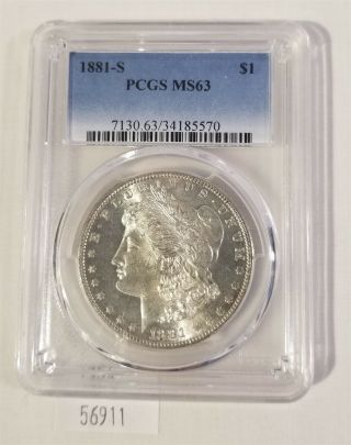 West Point Coins 1881 - S Pcgs Ms - 63 Morgan Silver Dollar