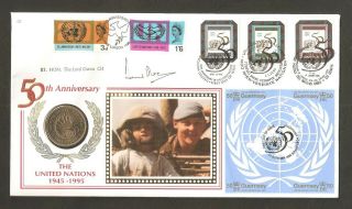 1995 United Nations 50th Anniversary Coin Cover - £2 Proof Coin - Sig.  David Owen