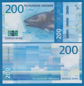 Norway 200 Kroner P 55 2016 (2017) Unc Low Combine