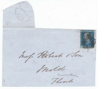 Gb Qv 1848 Front Of Cover 2d Blue Plate 3 Pl3 Ji Stoke Newington To Mold