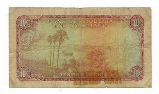 Rhodesia & Nyasaland 10 Shillings 1961.  JO - 8357 2